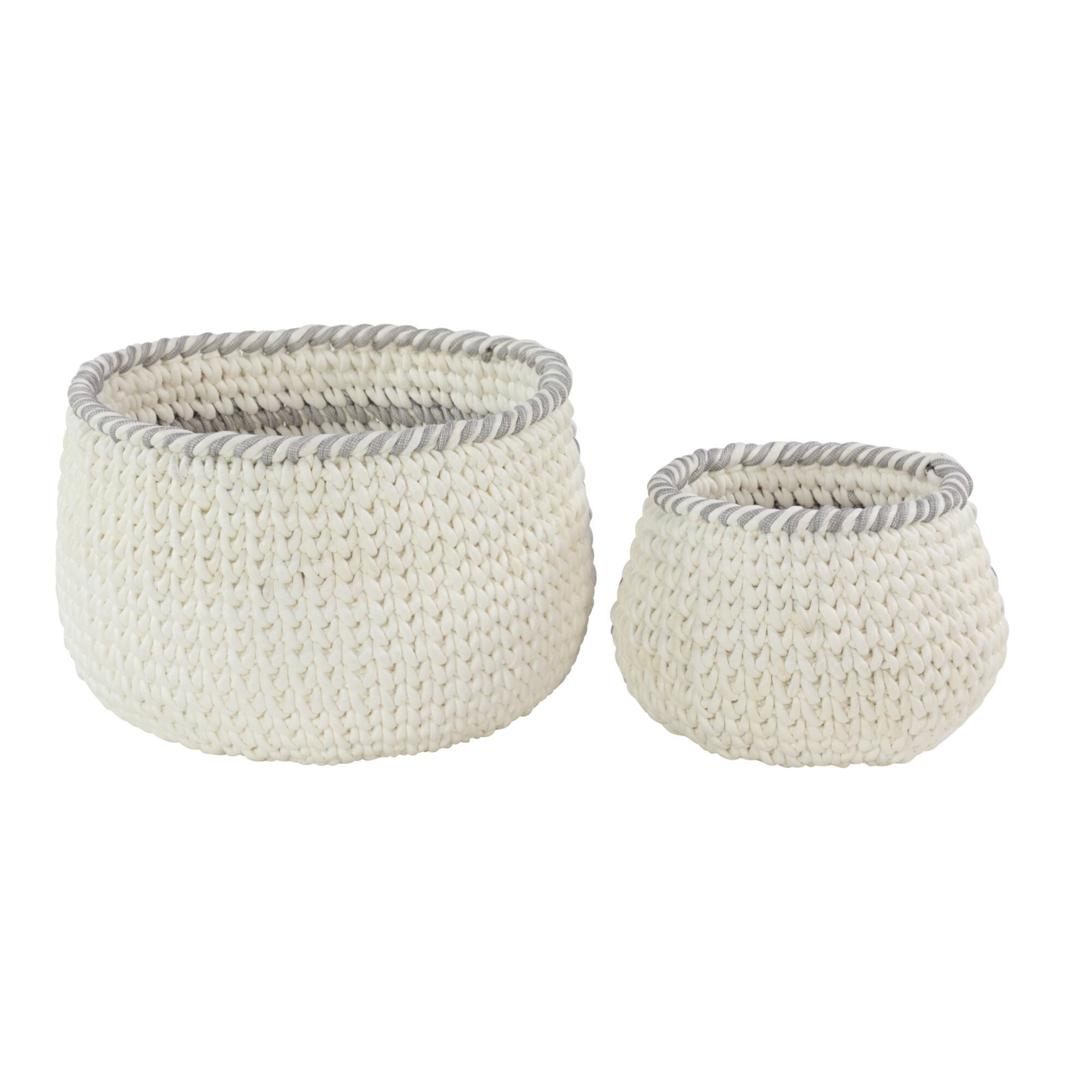 Gray Polyester Country Storage Basket Set